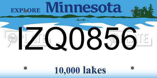 IZQ0856 Minnesota License Plate