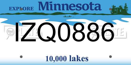 IZQ0886 Minnesota License Plate