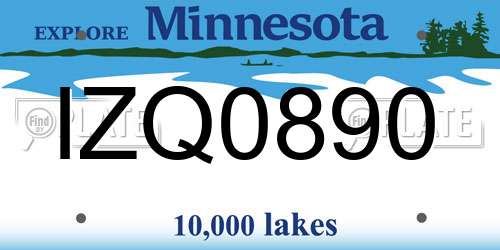 IZQ0890 Minnesota License Plate