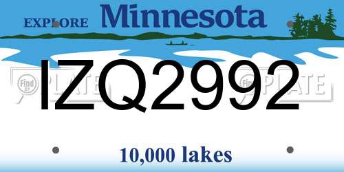 IZQ2992 Minnesota License Plate