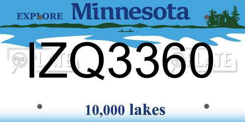 IZQ3360 Minnesota License Plate