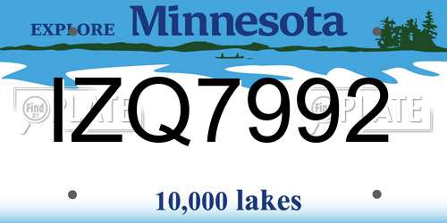 IZQ7992 Minnesota License Plate