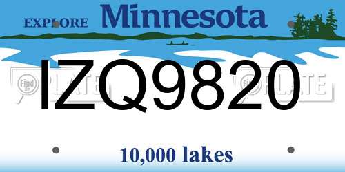IZQ9820 Minnesota License Plate