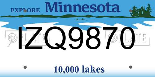 IZQ9870 Minnesota License Plate