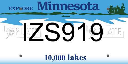 IZS919 Minnesota License Plate