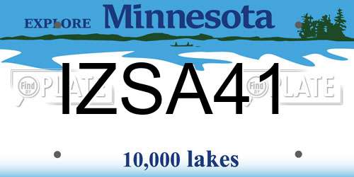 IZSA41 Minnesota License Plate