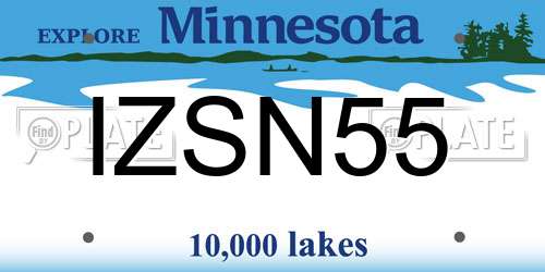 IZSN55 Minnesota License Plate