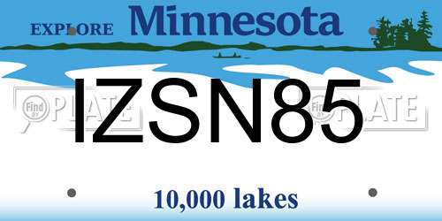 IZSN85 Minnesota License Plate