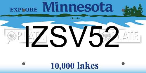 IZSV52 Minnesota License Plate
