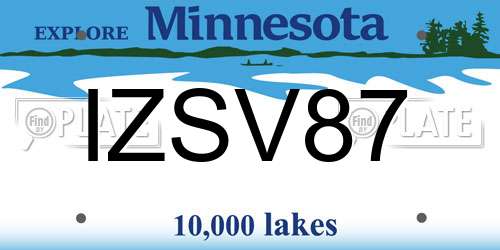 IZSV87 Minnesota License Plate