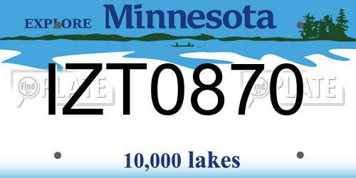 IZT0870 Minnesota License Plate