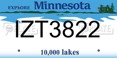 IZT3822 Minnesota License Plate