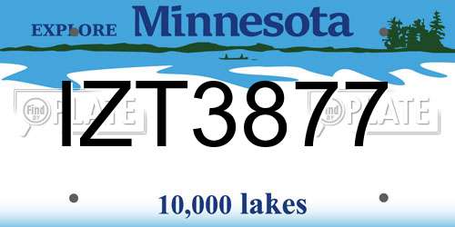 IZT3877 Minnesota License Plate