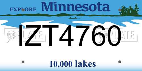 IZT4760 Minnesota License Plate