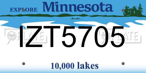 IZT5705 Minnesota License Plate