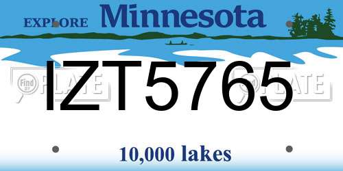 IZT5765 Minnesota License Plate