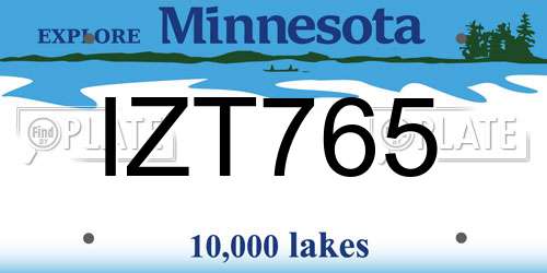 IZT765 Minnesota License Plate