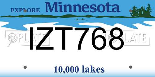 IZT768 Minnesota License Plate