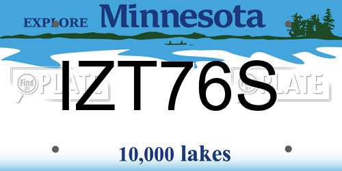 IZT76S Minnesota License Plate