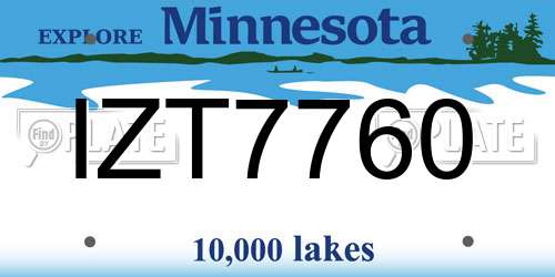 IZT7760 Minnesota License Plate