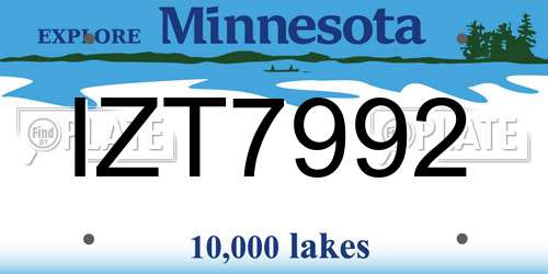 IZT7992 Minnesota License Plate