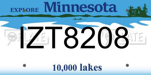 IZT8208 Minnesota License Plate