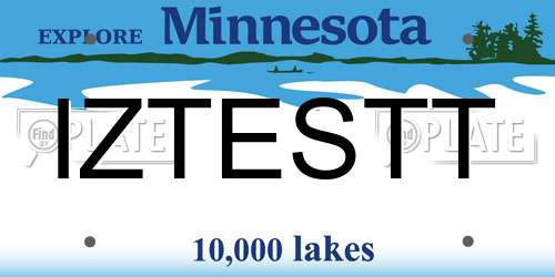 IZTESTT Minnesota License Plate