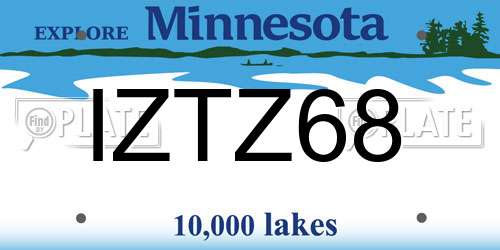IZTZ68 Minnesota License Plate