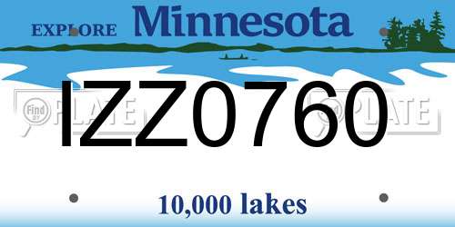 IZZ0760 Minnesota License Plate
