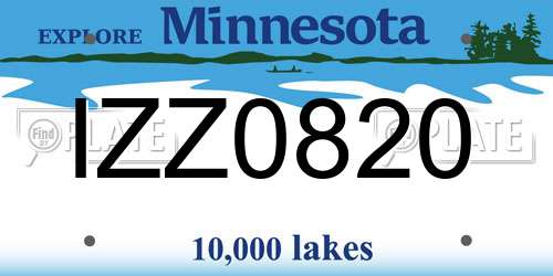 IZZ0820 Minnesota License Plate