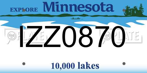 IZZ0870 Minnesota License Plate