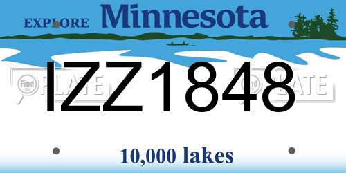 IZZ1848 Minnesota License Plate
