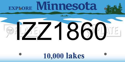IZZ1860 Minnesota License Plate