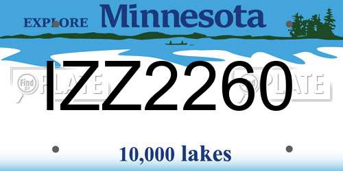 IZZ2260 Minnesota License Plate