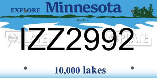 IZZ2992 Minnesota License Plate