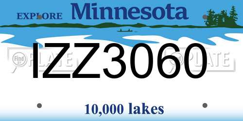 IZZ3060 Minnesota License Plate