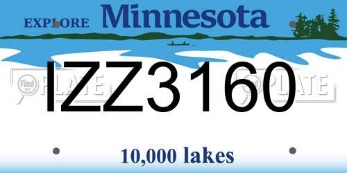 IZZ3160 Minnesota License Plate
