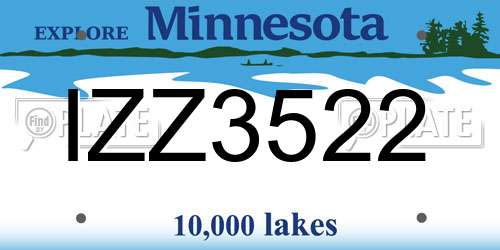 IZZ3522 Minnesota License Plate