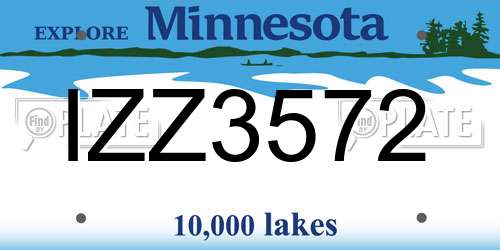 IZZ3572 Minnesota License Plate