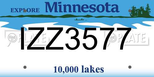 IZZ3577 Minnesota License Plate