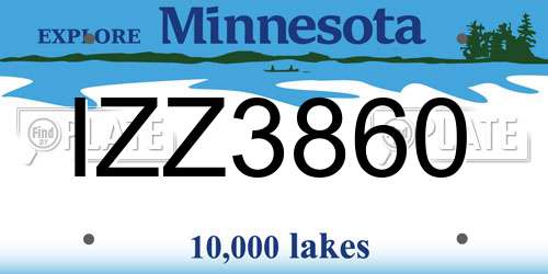 IZZ3860 Minnesota License Plate