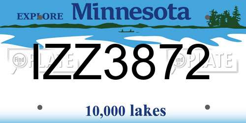 IZZ3872 Minnesota License Plate