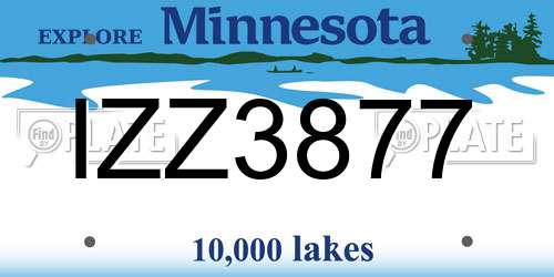 IZZ3877 Minnesota License Plate