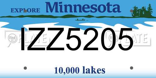 IZZ5205 Minnesota License Plate