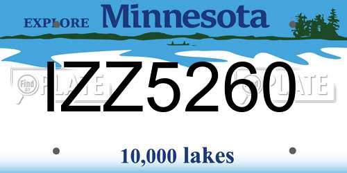 IZZ5260 Minnesota License Plate