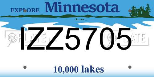 IZZ5705 Minnesota License Plate