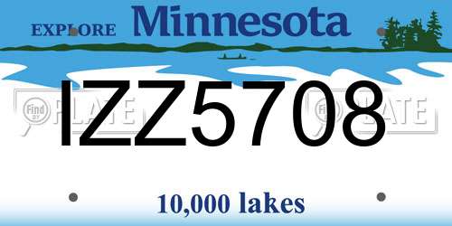 IZZ5708 Minnesota License Plate
