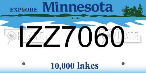 IZZ7060 Minnesota License Plate