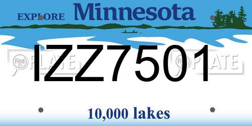 IZZ7501 Minnesota License Plate