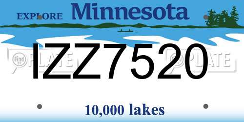 IZZ7520 Minnesota License Plate